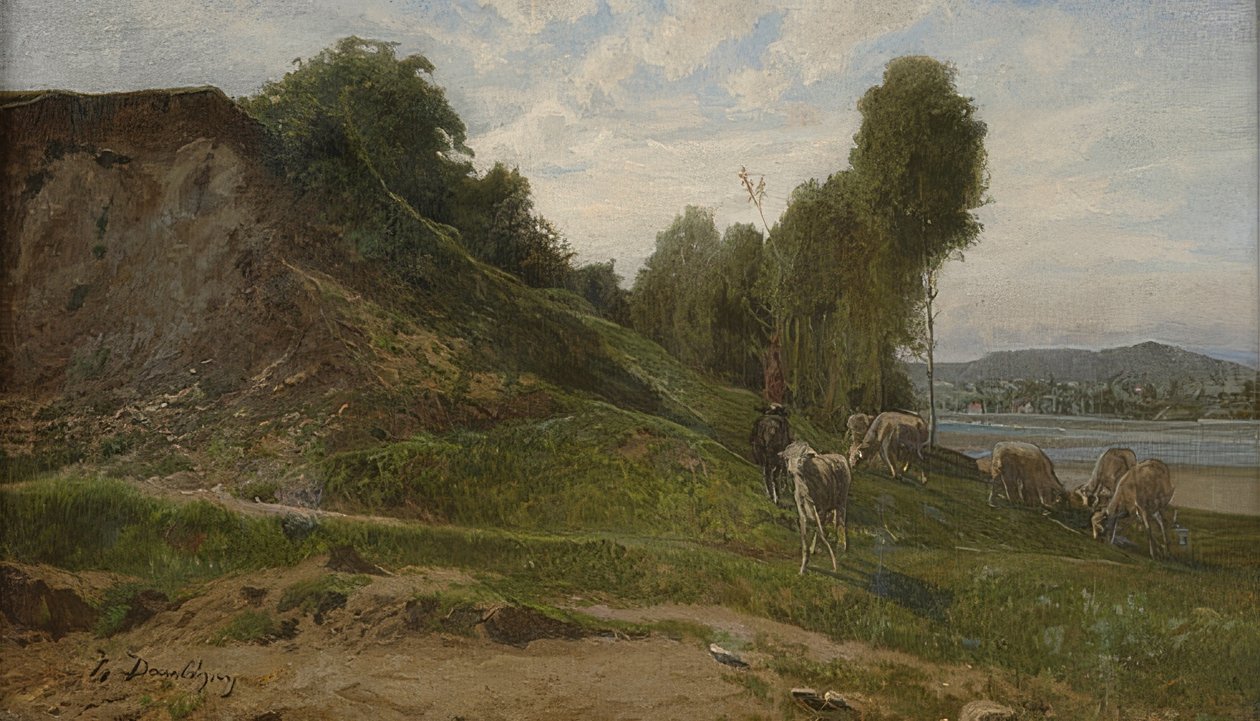 Táj juhokkal. 1855 körül alkotó: Charles Francois Daubigny