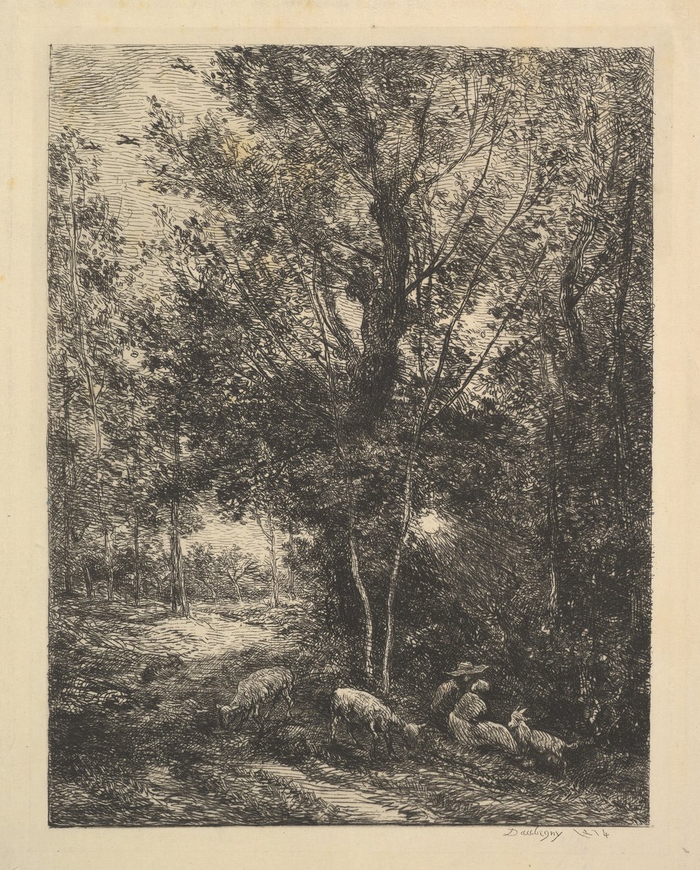 Pásztor és pásztorlány, 1874. alkotó: Charles Francois Daubigny