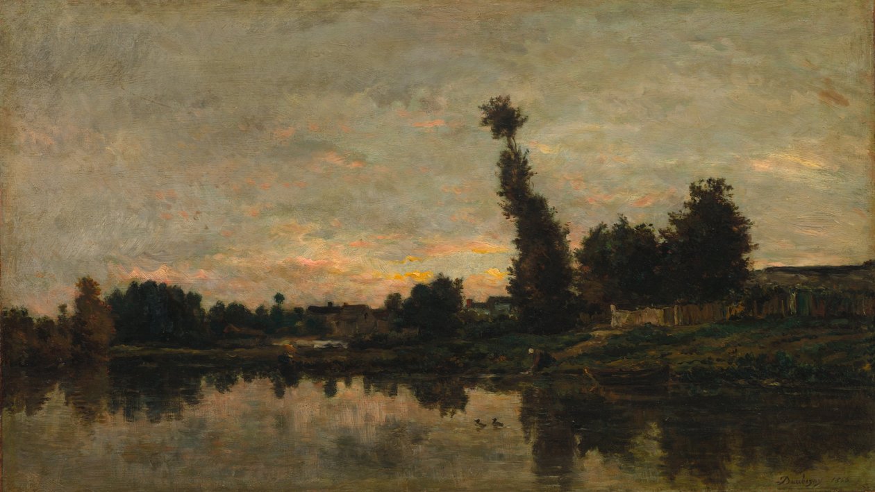 Naplemente az Oise folyón alkotó: Charles Francois Daubigny