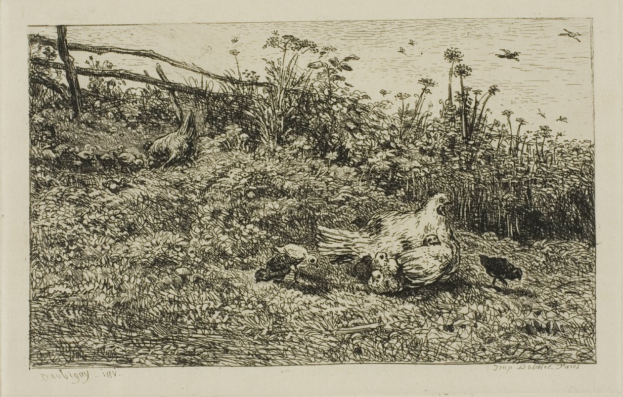 A Tyúk és csibéi alkotó: Charles Francois Daubigny