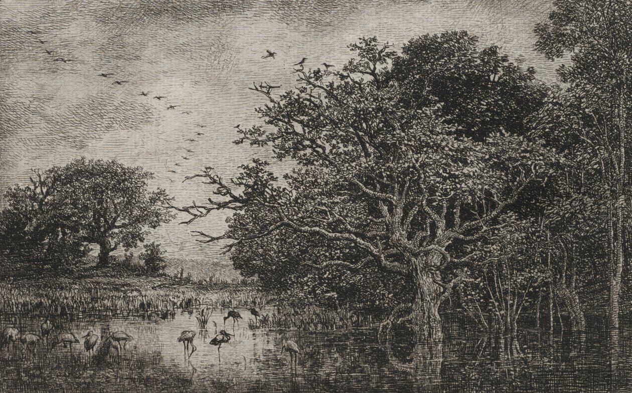 A mocsár gólyákkal alkotó: Charles Francois Daubigny