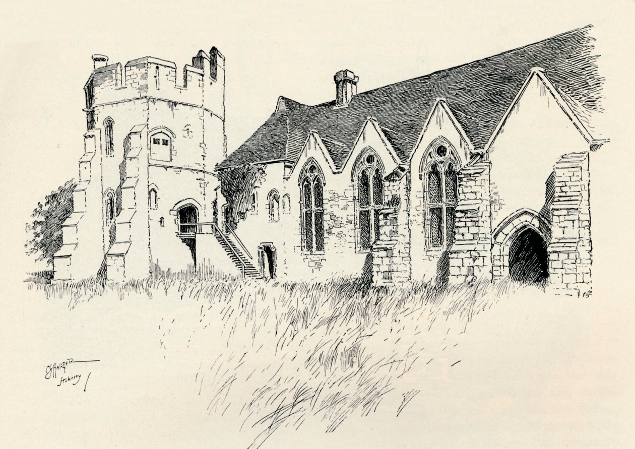 „Stokesay kastély”, 1893, 1894 alkotó: Charles George Harper