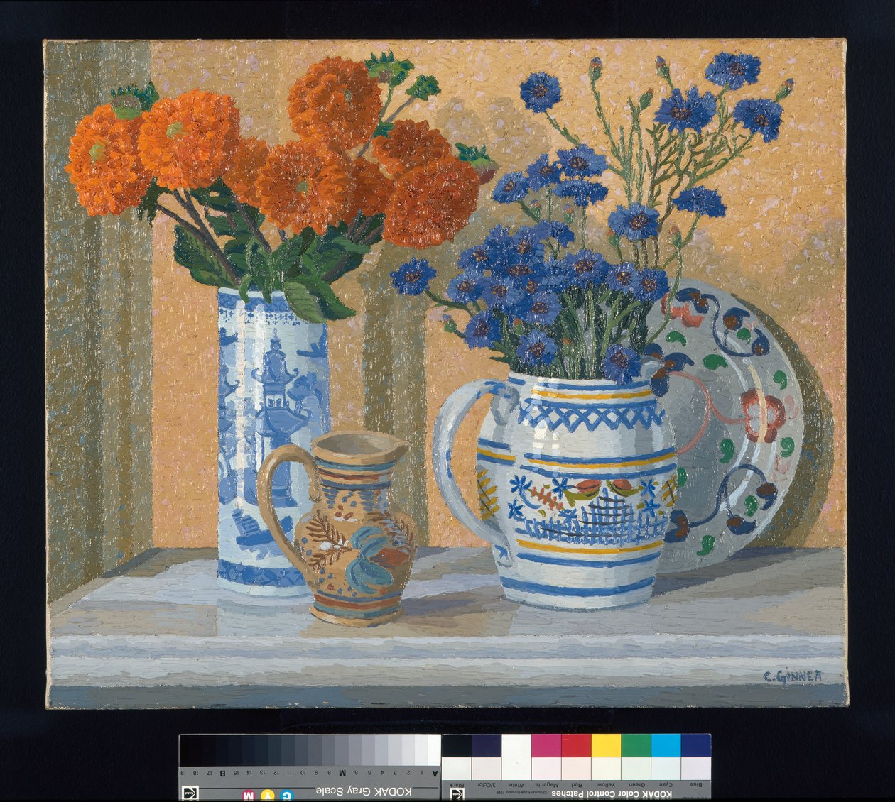 Dáliák és Búzavirágok alkotó: Charles Ginner