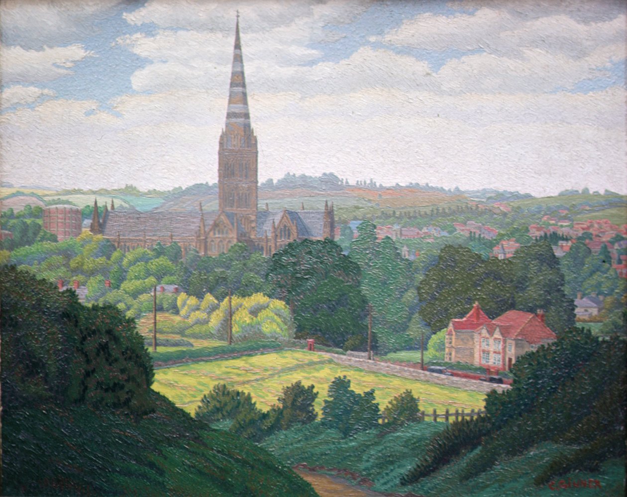 Salisbury katedrális (olaj) alkotó: Charles Ginner