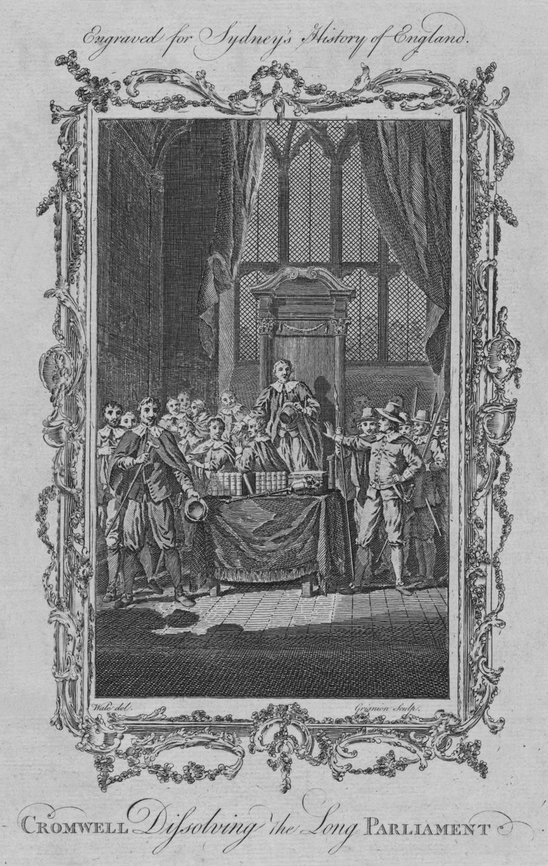 Cromwell feloszlatja a Hosszú Parlamentet, 1773. alkotó: Charles Grignion