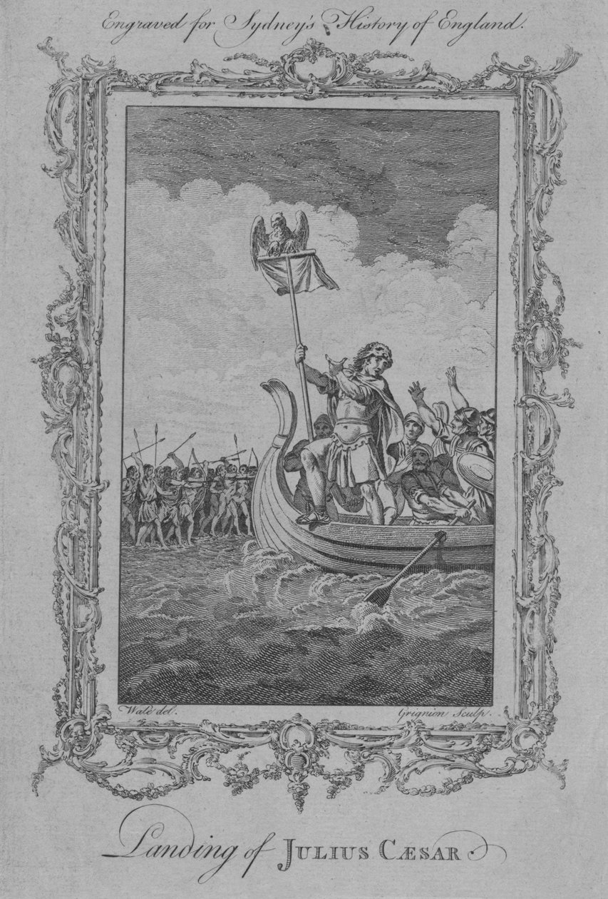 Julius Caesar partraszállása, 1773. alkotó: Charles Grignion