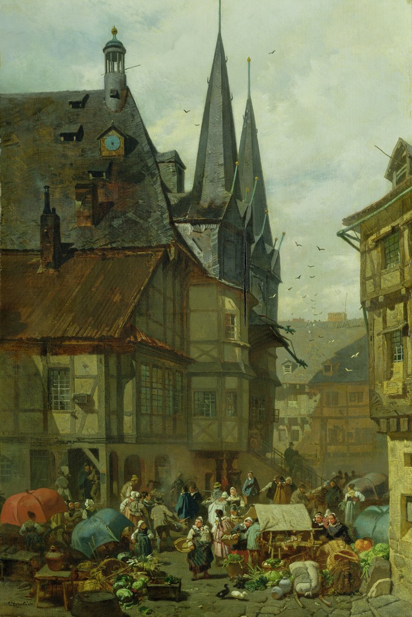 A Wernigerode-i piactér, 1861 alkotó: Charles Hoguet