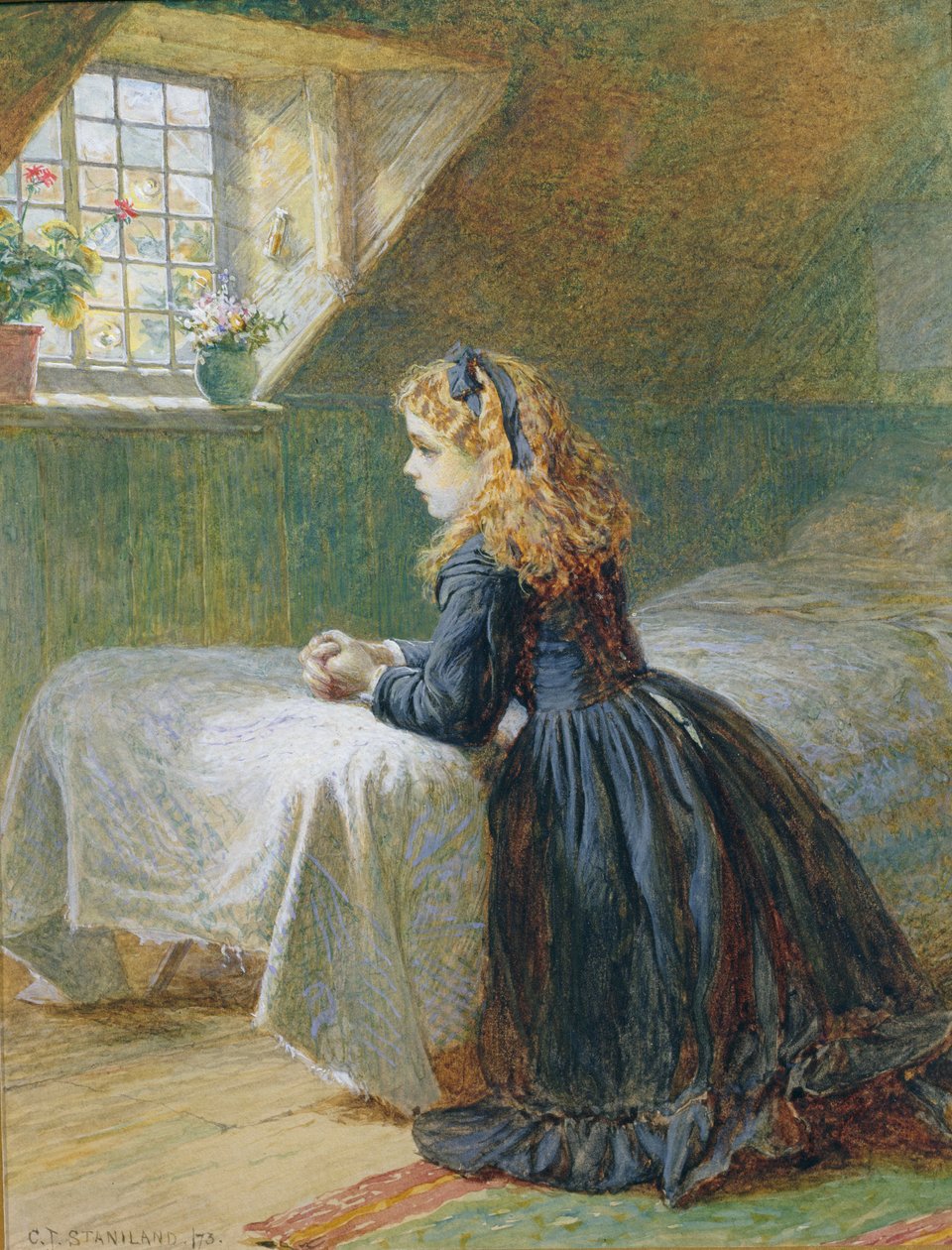 Reggeli imák, 1873 alkotó: Charles J. Staniland