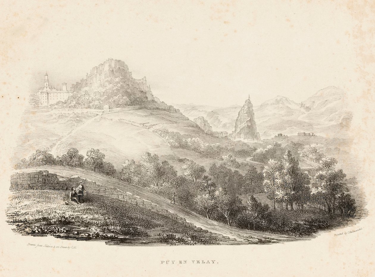 Puy en Velay (litográfia) alkotó: Charles Joseph Hullmandel