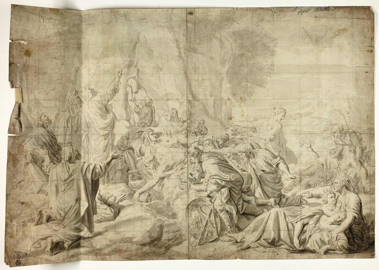 Mózes vizet merít a sziklából alkotó: Charles Le Brun
