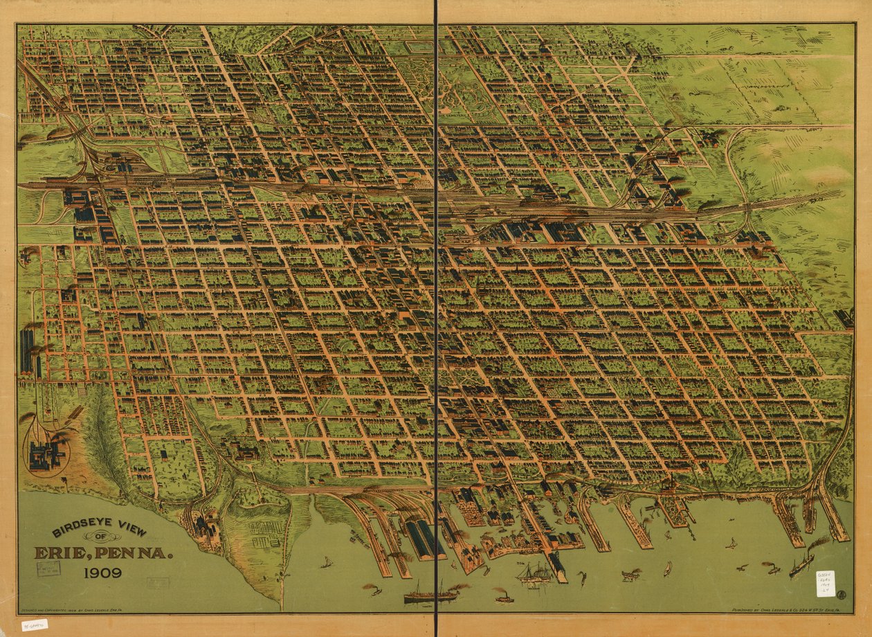 Madártávlat, Erie, 1909 alkotó: Charles; Lederle Lederle