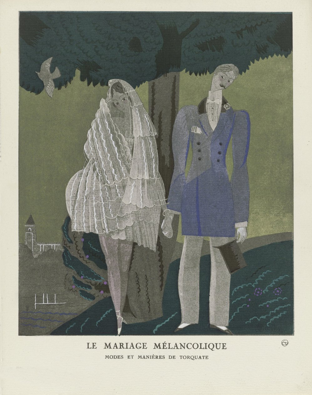 A melankolikus házasság, kocsma. 1921 (sablonnyomat) alkotó: Charles Martin