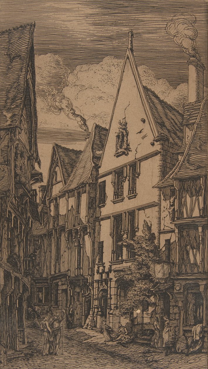 Rue des Toiles, Bourges, 1853. alkotó: Charles Meryon