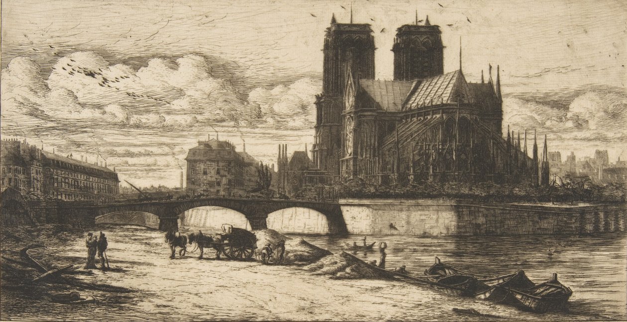 A Notre-Dame apszisa, Párizs, 1854. alkotó: Charles Meryon