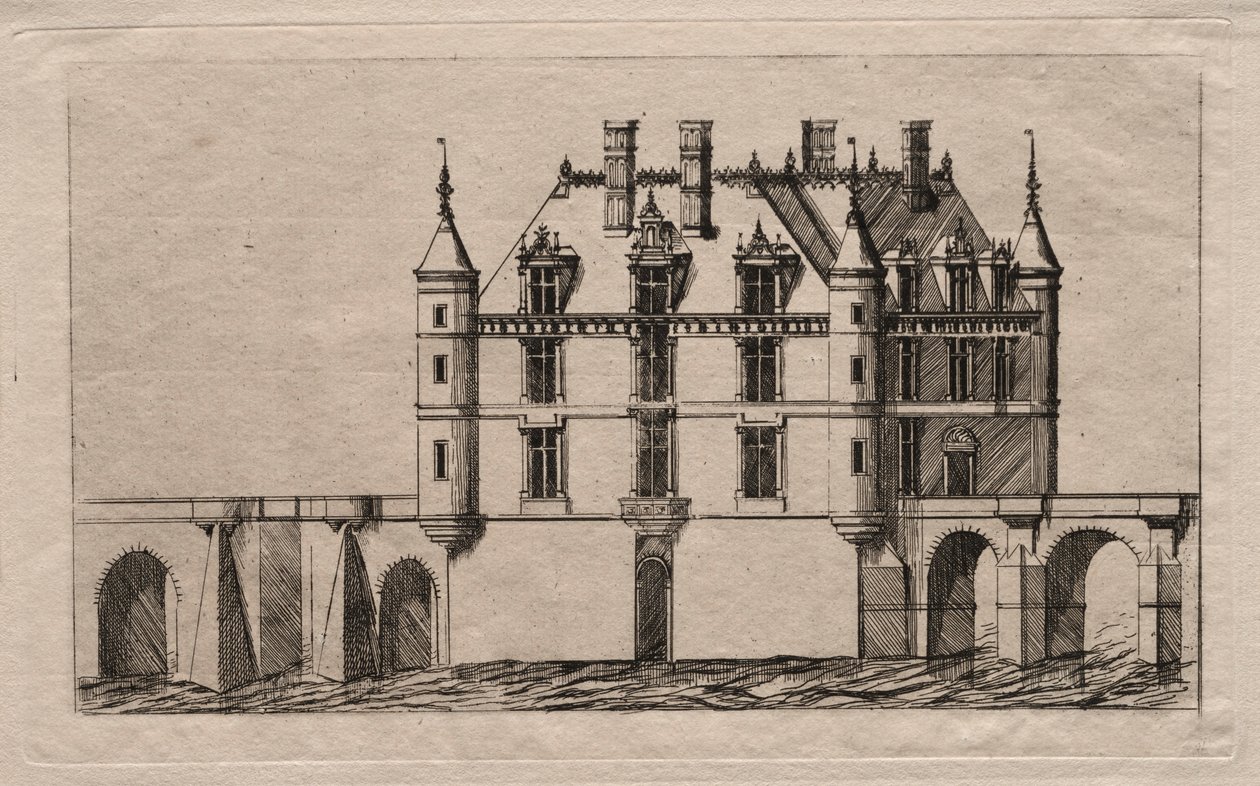 Chenonceau kastélya, 1856. alkotó: Charles Meryon