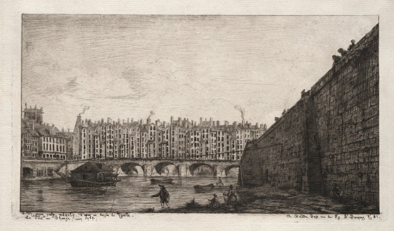 Az Exchange Bridge, Párizs, 1784, 1855 körül. alkotó: Charles Meryon