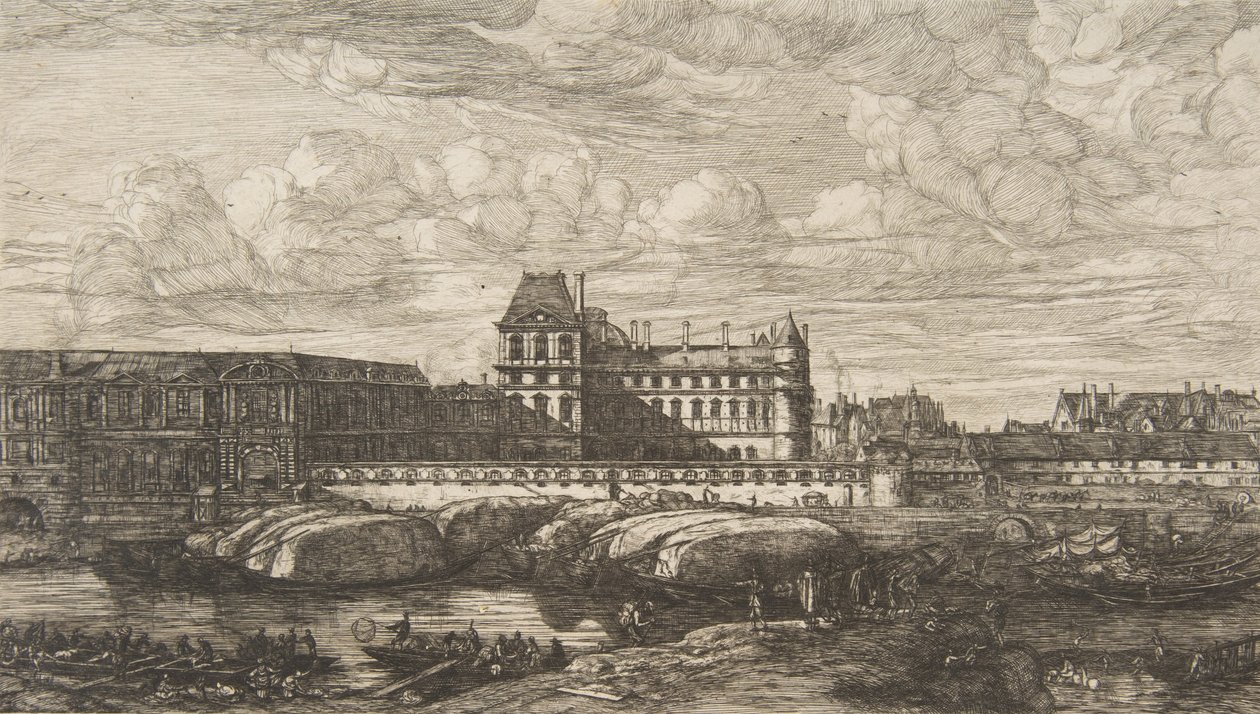 A régi Louvre, Párizs, Zeeman után, 1865-66. alkotó: Charles Meryon