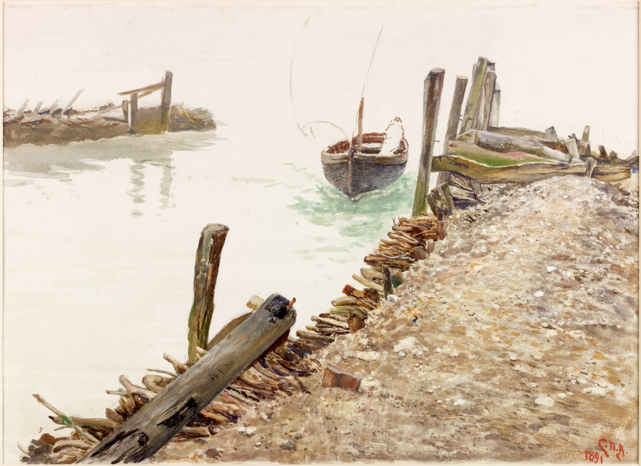 Dóló közeledik a mólóhoz (testszín) alkotó: Charles Napier Hemy