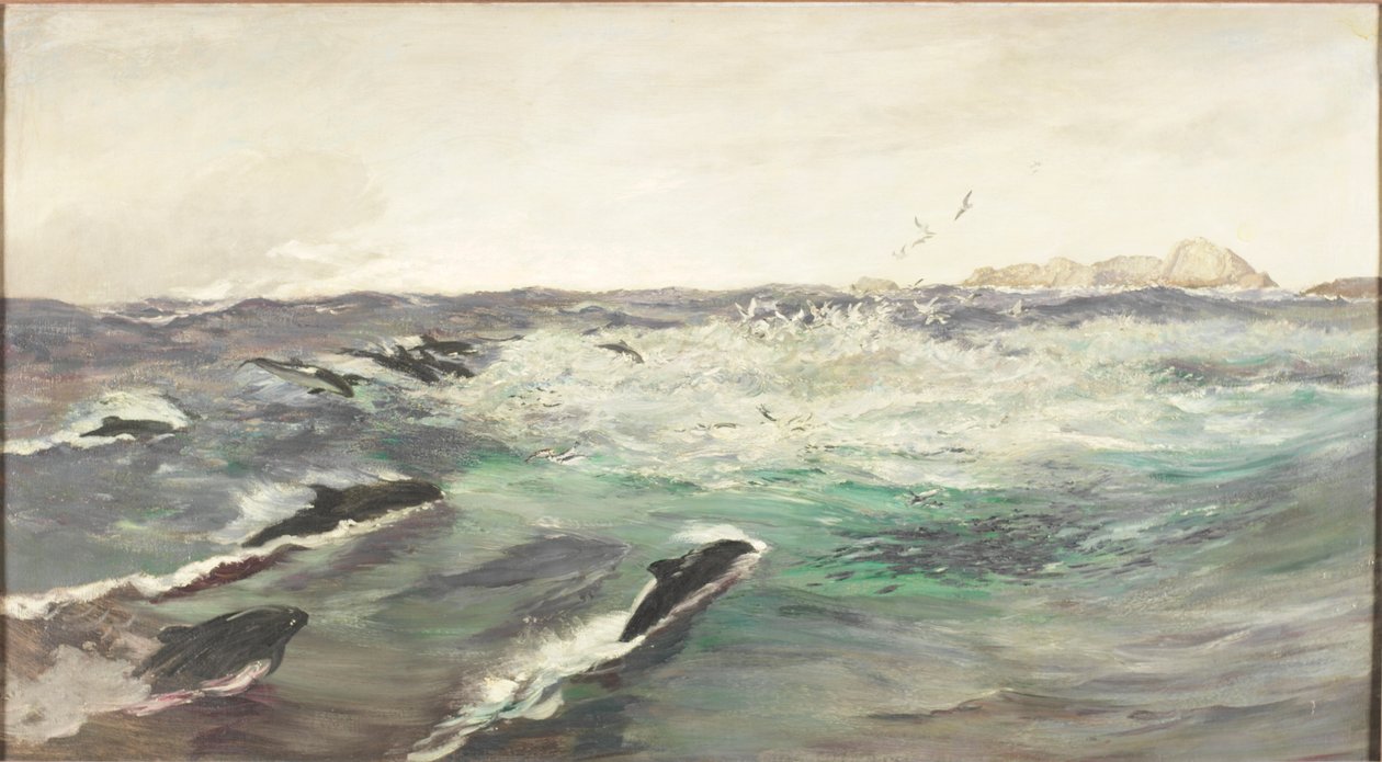 Makrélát üldöző disznódelfinek alkotó: Charles Napier Hemy