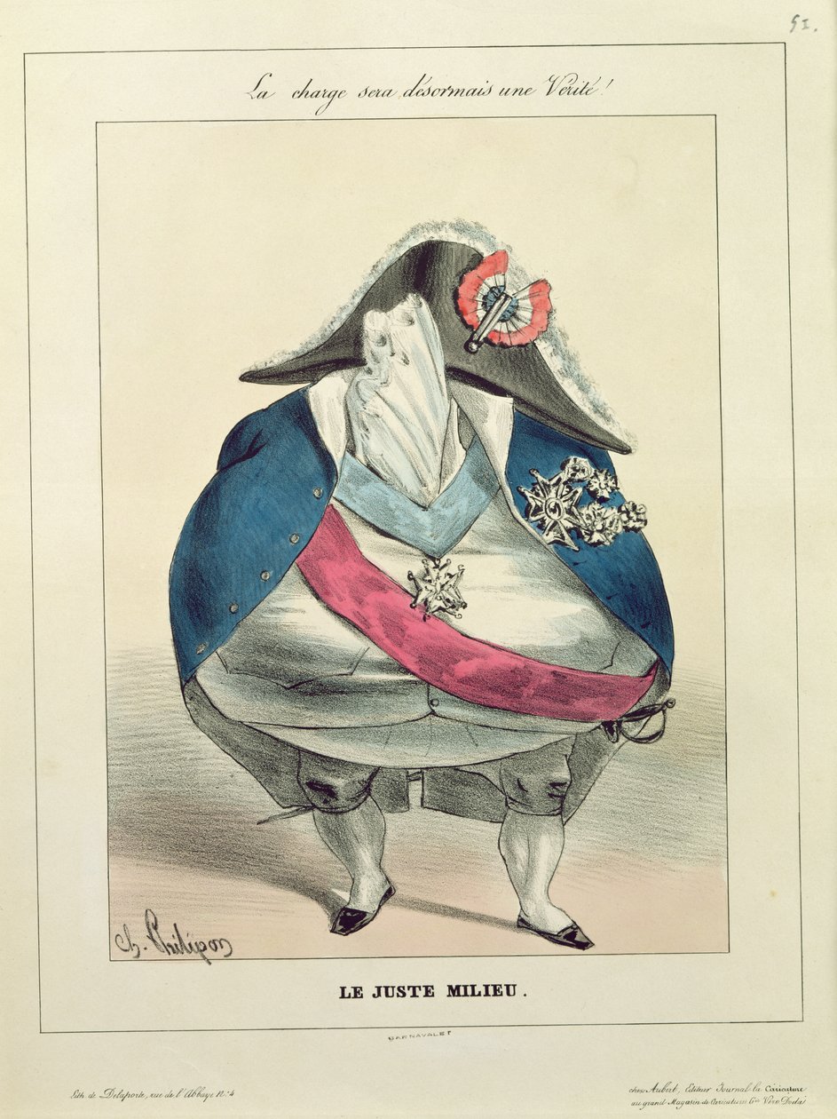 "The Happy Medium", Louis-Philippe (1773-1850) karikatúrája alkotó: Charles Philipon