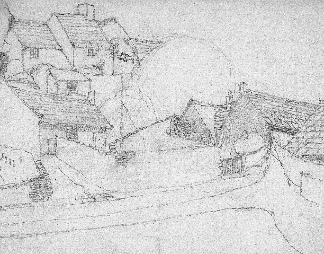 Vázlat az angol faluról, 1920 körül alkotó: Charles Rennie Mackintosh