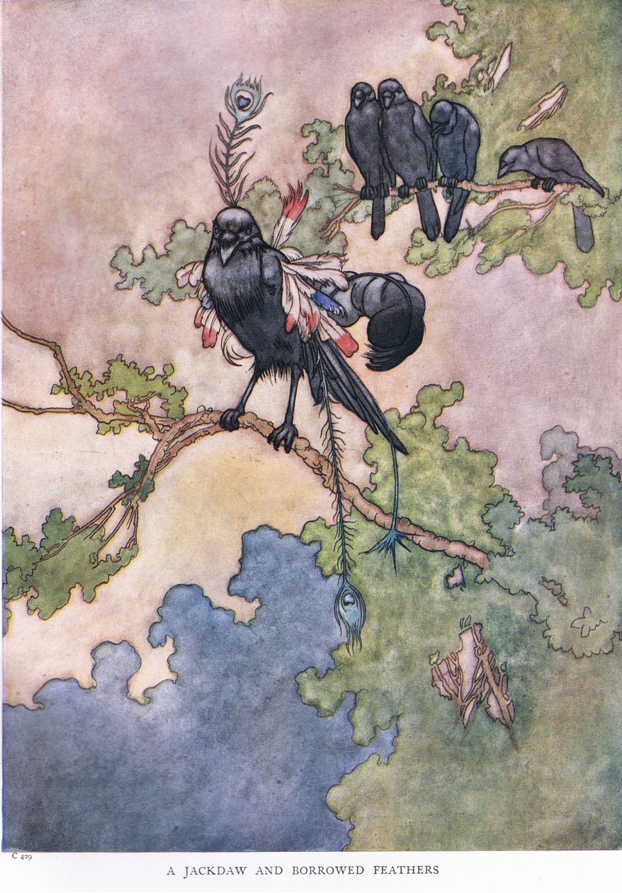 Egy kakas és kölcsöntollak, 1930-as évek alkotó: Charles Robinson