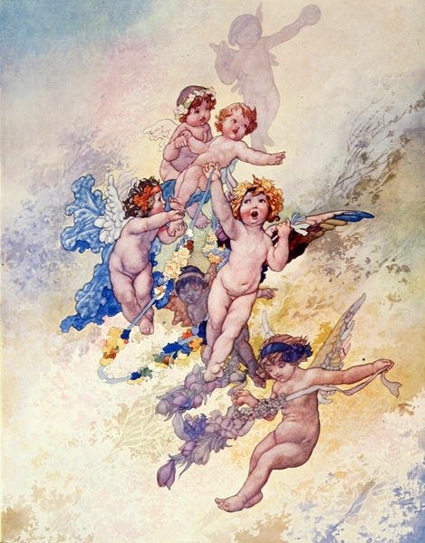 Putti virágfüzérekkel alkotó: Charles Robinson
