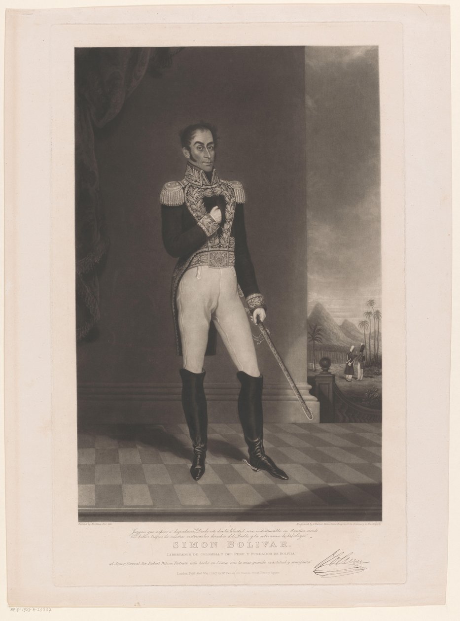 Portré van Simón Bolívar alkotó: Charles Turner
