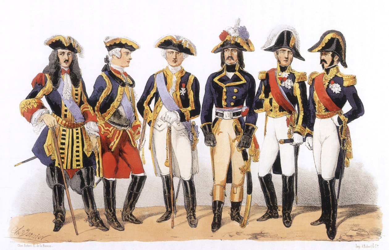 A francia hadsereg jelmezei: Katonatisztek alkotó: Charles Vernier