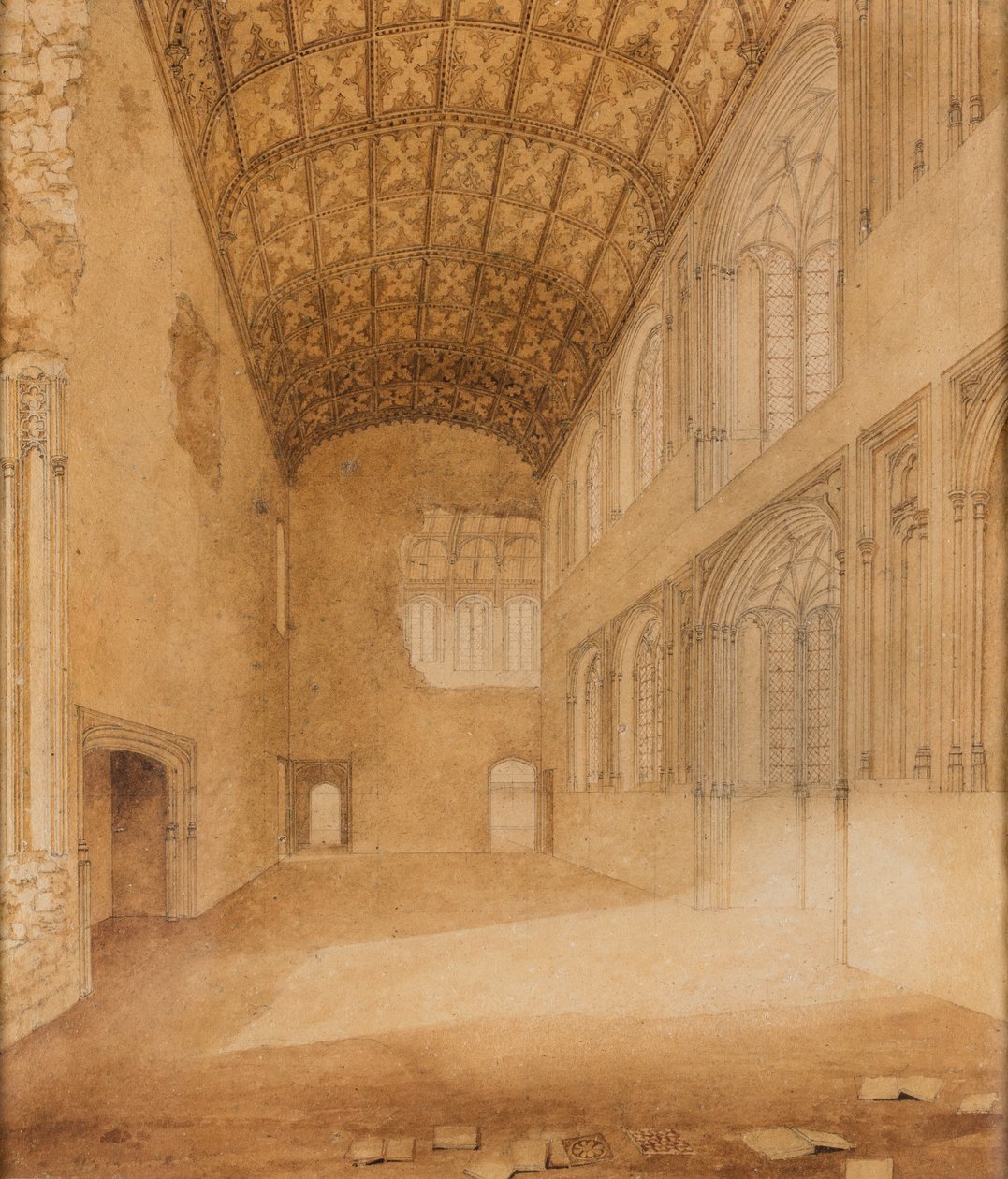 Crosby Hall (No.1), 1818 körül (akvarell, papír) alkotó: Charles Wild