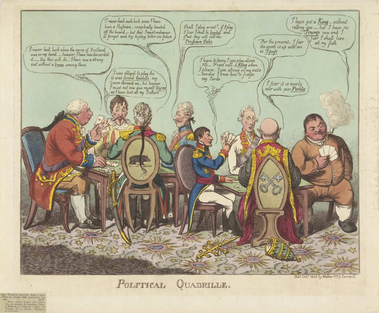 Politiek quadrille, 1806 Politikai quadrille (cím a tárgyon) alkotó: Charles Williams