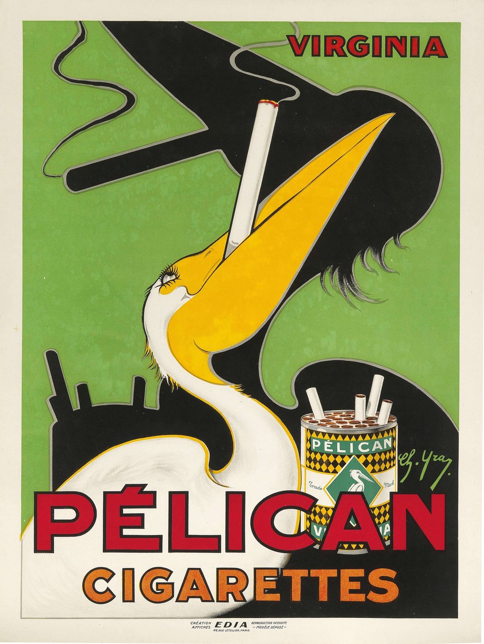 Pelikán cigaretta, c. 1930. alkotó: Charles Yray