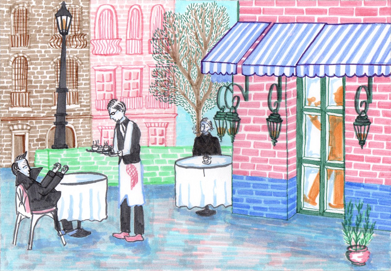 Cafe, 2017 (ecset tollak) alkotó: Charlotte Orr