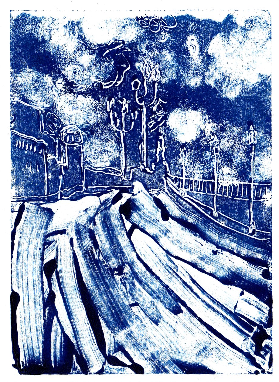 Pisa, 2019 (monoprint) alkotó: Charlotte Orr