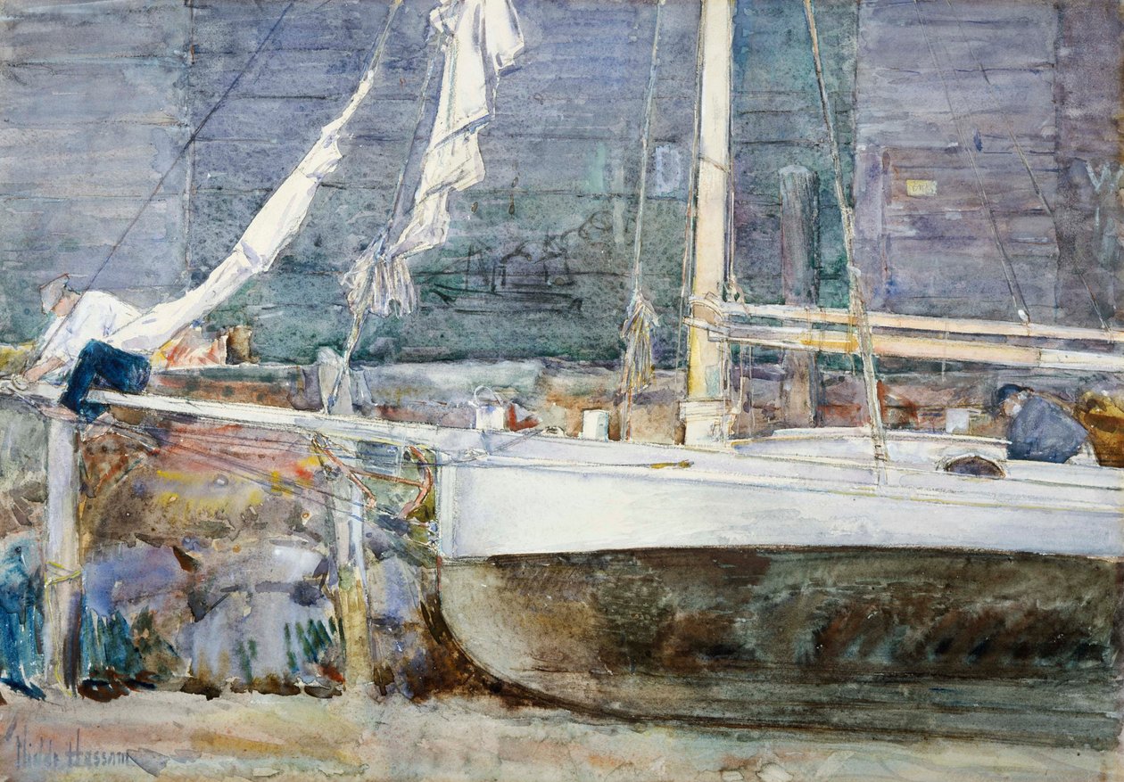 Drydock, Gloucester alkotó: Childe Hassam