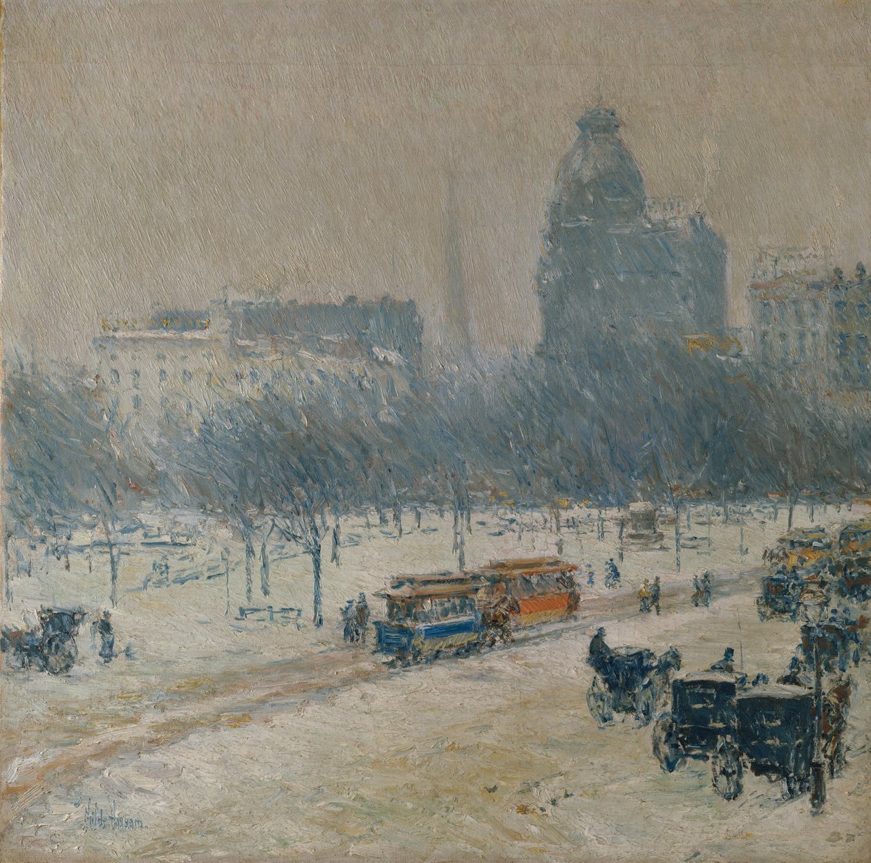 Tél a Union Square-en alkotó: Childe Frederick Hassam