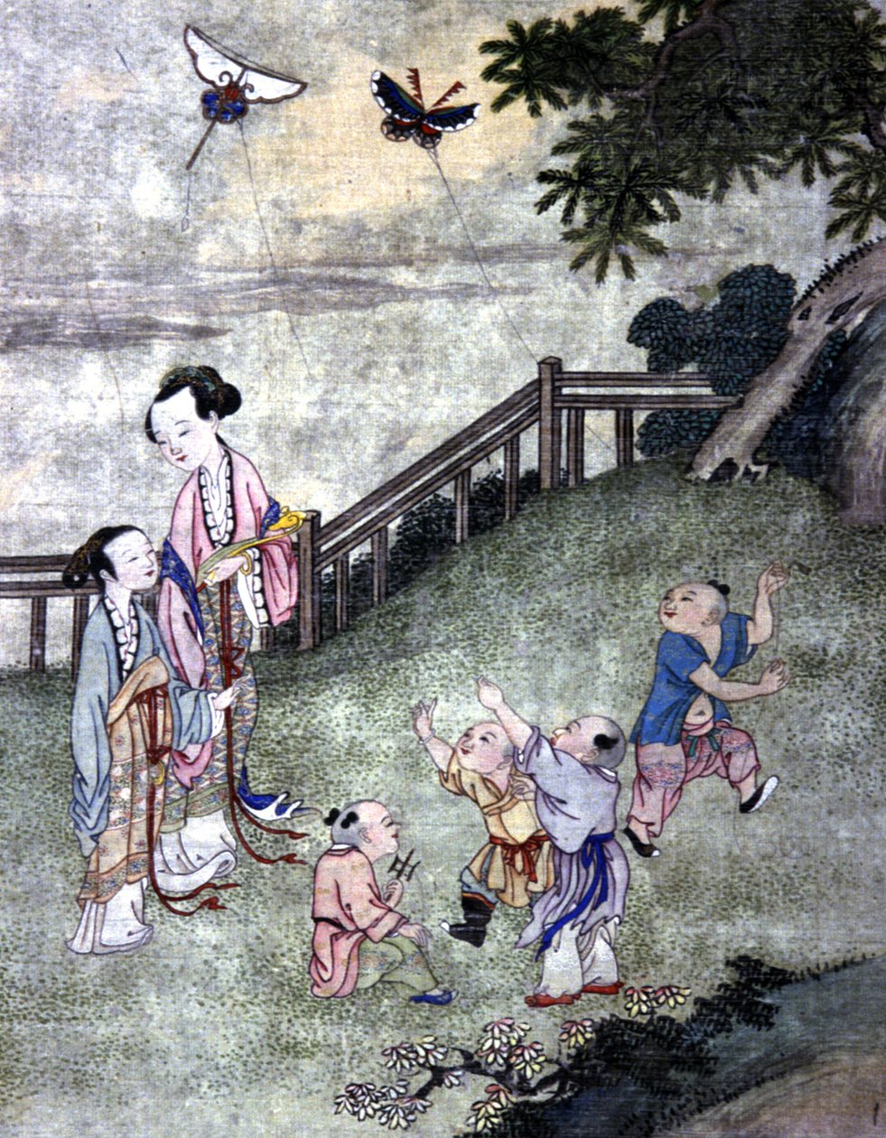 Sárkányt játszó gyerekek, 19. század közepe (nyomtatott) alkotó: Chinese School