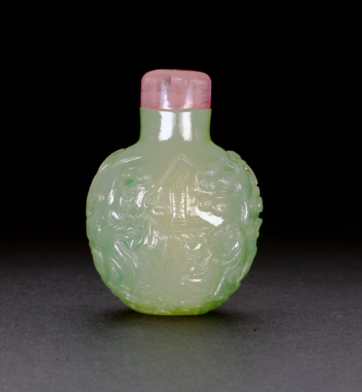 Jadeit tubákos üveg, 1780-1850 körül (jade) alkotó: Chinese School