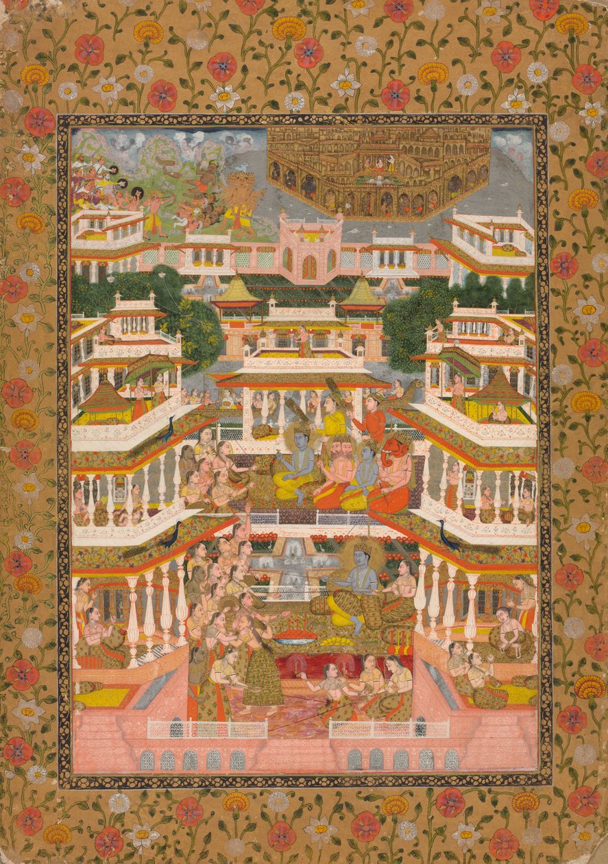 Többszintű udvari jelenet, c. 1735. alkotó: Chitarman II