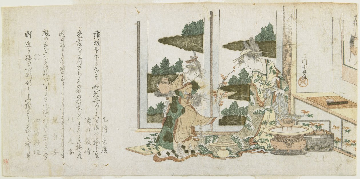 (Három nő virágokat rendez), 1806 körül alkotó: Choki Eishusai