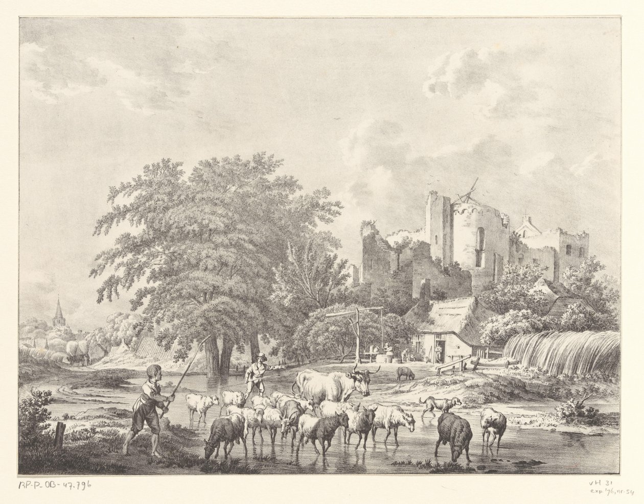Szarvasmarhacsorda a Brederode Kasteel kastély romjainál alkotó: Christiaan Josi