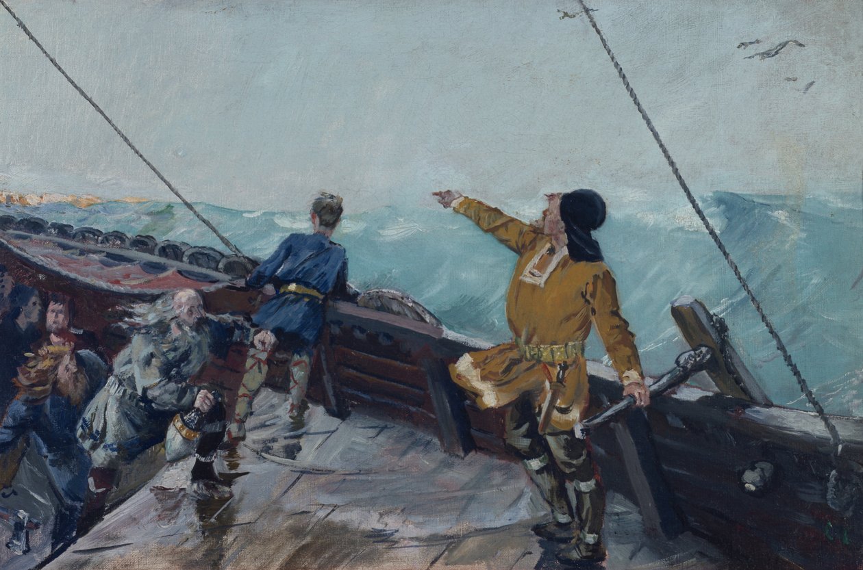 Leiv Eiriksson felfedezi Amerikát alkotó: Christian Krohg