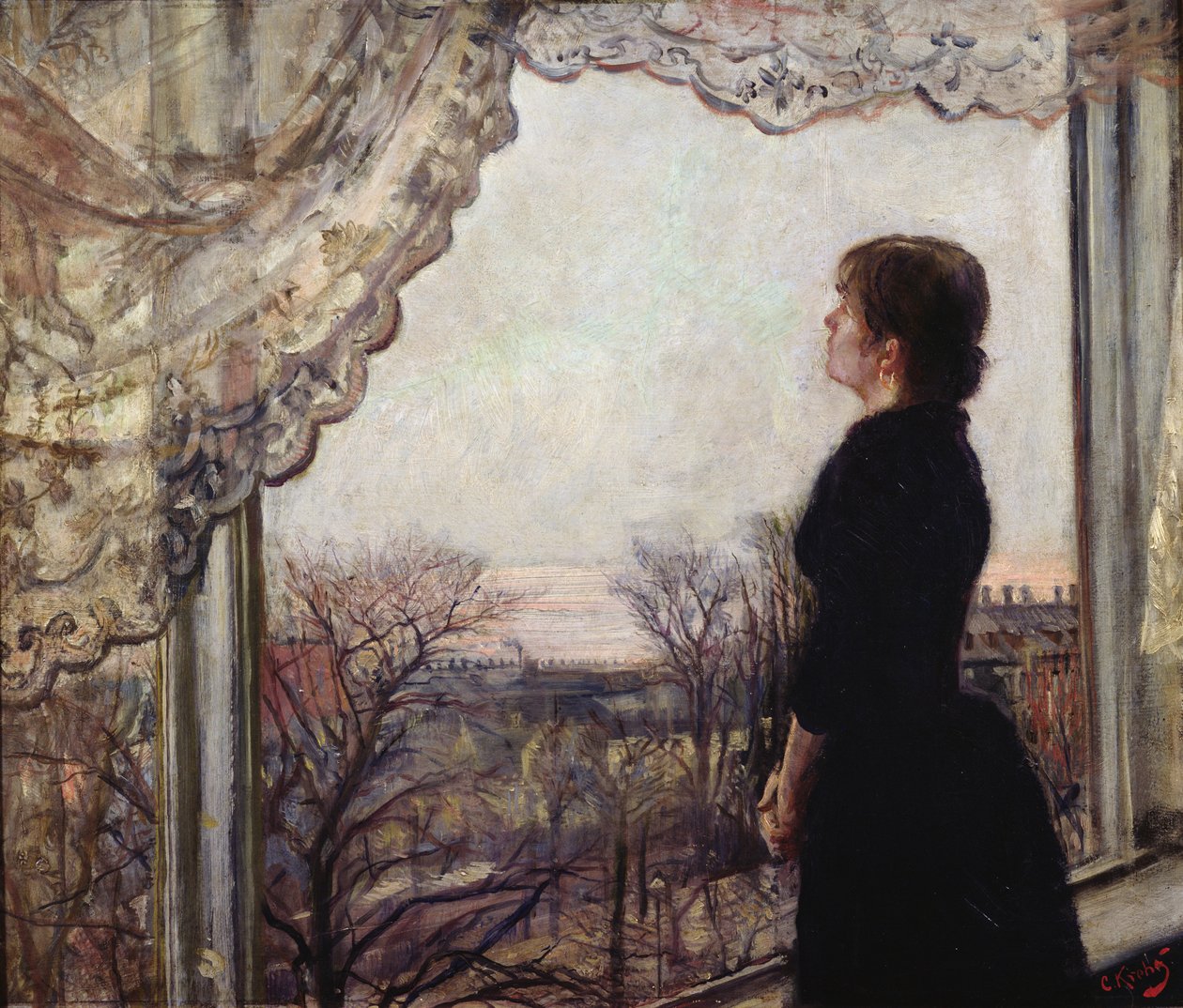 Oda Krohg az ablaknál alkotó: Christian Krohg