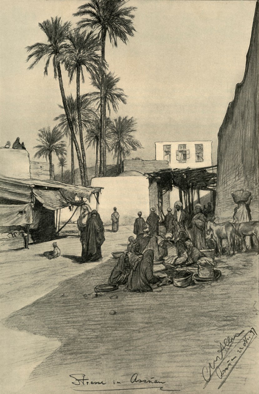 Utca Asszuánban, Egyiptomban, 1898. alkotó: Christian Wilhelm Allers