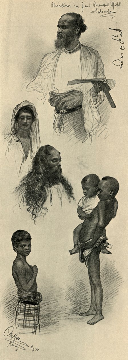 Embertanulmányok, Ceylon, 1898. alkotó: Christian Wilhelm Allers