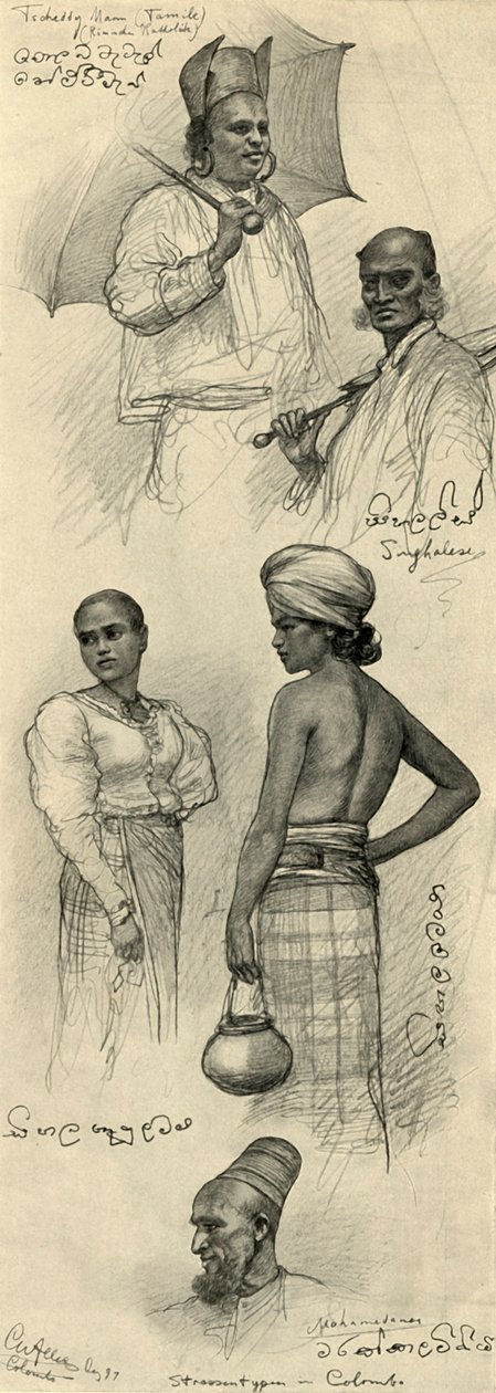 Embertanulmányok, Colombo, Ceylon, 1898. alkotó: Christian Wilhelm Allers