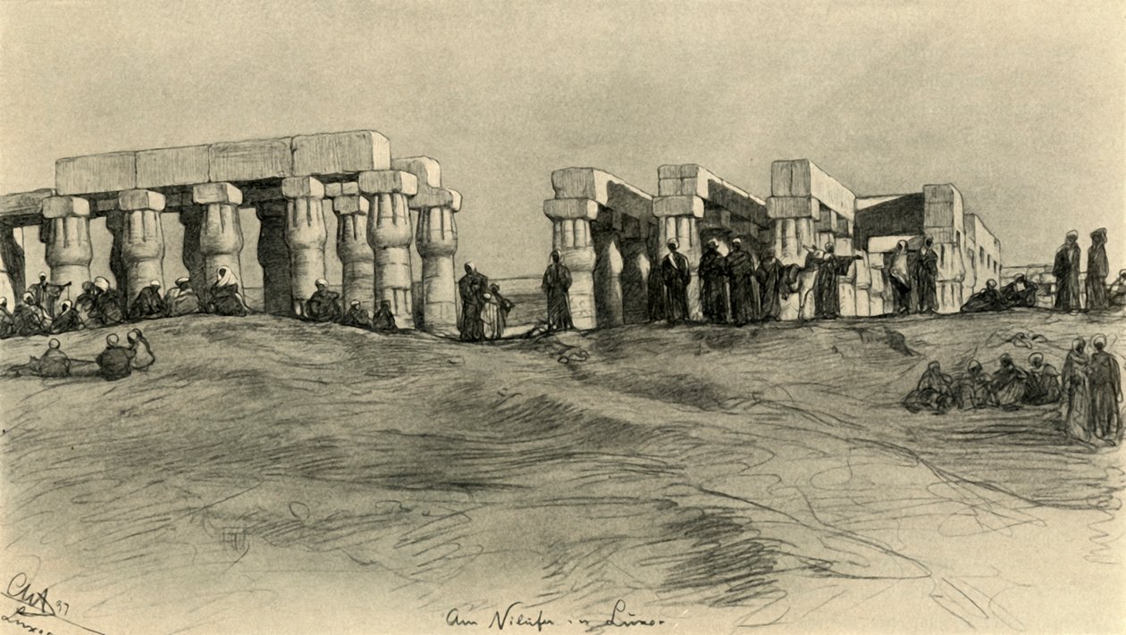 Templomromok, Luxor, Egyiptom, 1898. alkotó: Christian Wilhelm Allers