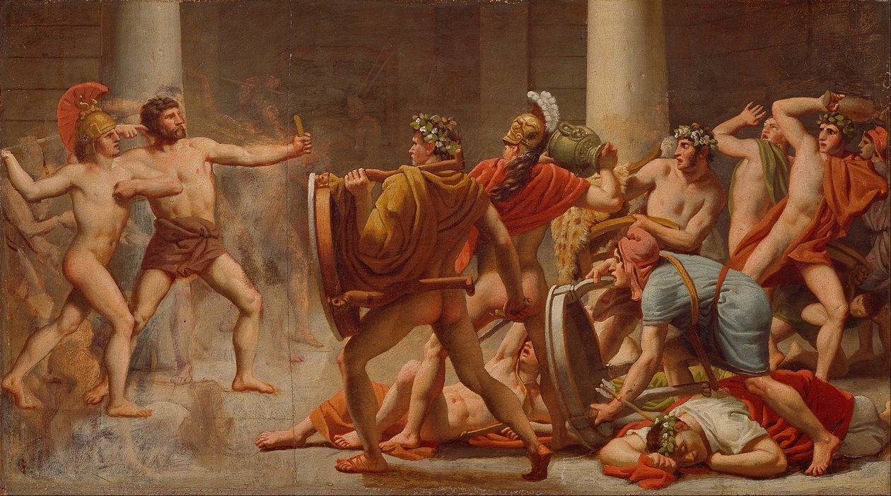 Odüsszeusz bosszúja Pénelopé kérőin. alkotó: Christoffer Wilhelm Eckersberg