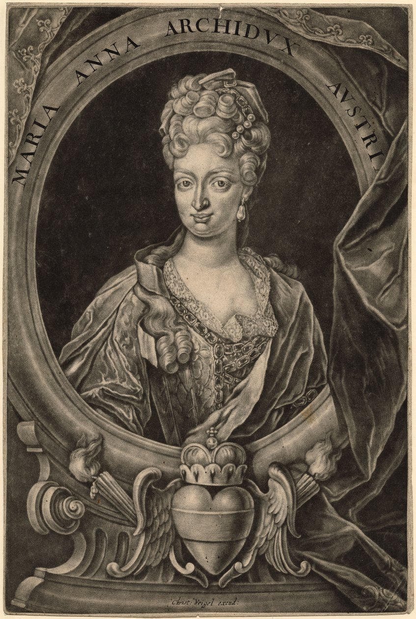 Ausztriai Mária Anna, Portugália királynője (mezzotint) alkotó: Christoph Weigel