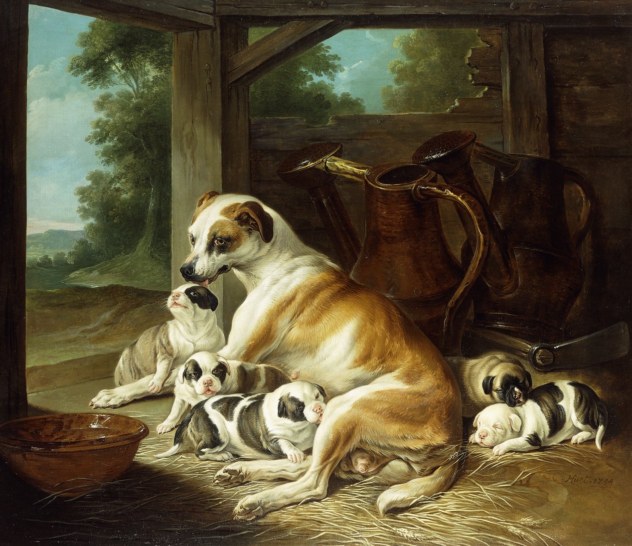 Egy anya a kölykeivel, 1734 alkotó: Christophe Huet